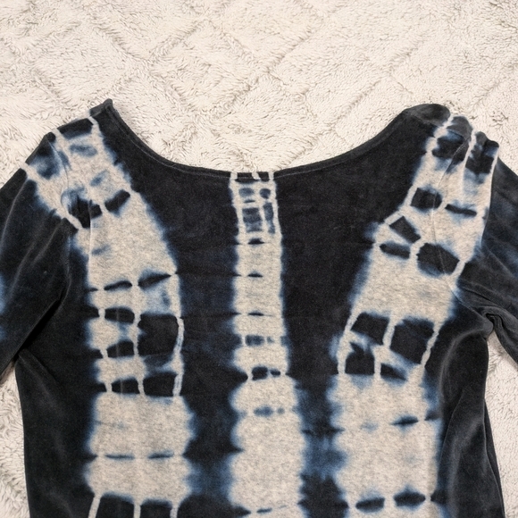 Allsaints Bodysuit Women's 6 Blue Ink Gray Marl Raffi Velvet Tie Dye Teddy  - Picture 3 of 9